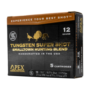 Apex Ammunition Turkey TSS Smalltown Hunting Blend 12 Gauge Ammo 3-1/2" #7-1/2 and #9 Tungsten Shot 2-1/2 oz Box of 5 - Apex Ammunition