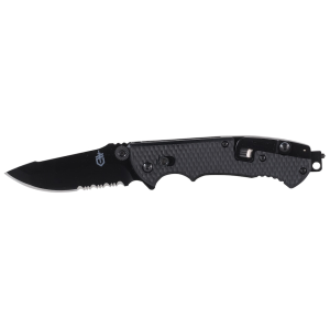 Gerber Hinderer CLS Pocket Knife 3.5" Partially Serrated Drop Point 440A Black Blade Polymer Handle Black - Gerber
