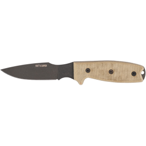 Ontario RAT 3 Caper Fixed Blade Knife 3" Drop Point High Carbon Black Magnesium Phosphate Blade Micarta Handle Tan - Ontario