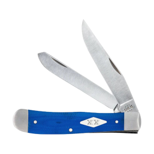 Case Trapper Pocket Knife 3.27" Clip and Spey Point Tru-Sharp Scotch Bright Blade G-10 Handle Blue - Case