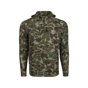 Drake Men's Non-Typical Bowhunters Grid Fleece Breathelite Half Zip Hoodie Old School Green Camo Medium - Drake