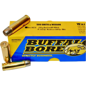 Buffalo Bore 500 S&W Magnum Ammo 500 Grain Hard Cast Lead Flat Nose Gas Check Box of 20