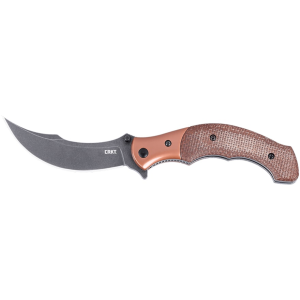 CRKT Ritual Compact Assisted Opening Pocket Knife 3.33" Trailing Point Sandvik 12C27 Stonewashed Blade Micarta Handle Brown - Crkt