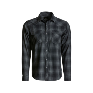 KINGS CAMO Men's Western Snap Long Sleeve Shirt Charcoal Plaid 3XL