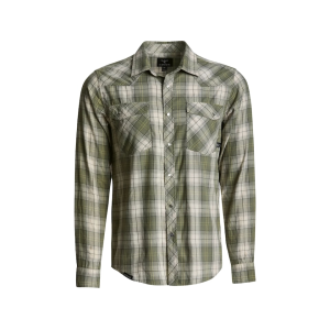 KINGS CAMO Men's Western Snap Long Sleeve Shirt Olive Plaid XL