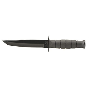 KA-BAR Short Fixed Blade Knife 5.25" Tanto Point 1095 Cro-Van Black Powder Coat Blade Kraton Handle Black - Ka-Bar