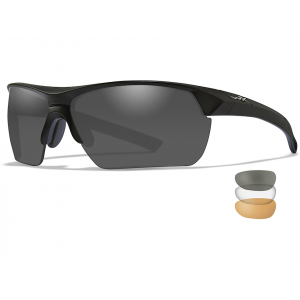 Wiley X Guard Advanced Changeable Series Shooting Glasses Matte Black Frame Smoke Gray, Clear, and Light Rust Lens - Wiley X