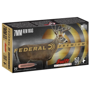 Federal Premium 7mm Remington Magnum Ammo 150 Grain Swift Scirocco II Bonded Polymer Tip Box of 20