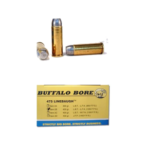 Buffalo Bore Dangerous Game 475 Linebaugh Ammo 420 Grain Hard Cast Lead Flat Nose Gas Check Box of 20