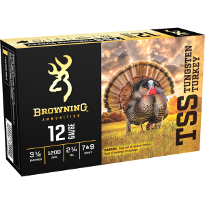 Browning TSS Turkey 12 Gauge Ammo 3-1/2 #7 And #9 Tungsten Shot 2-1/4 Oz Box Of 5 wning TSS Turkey 12 Gauge 3-1/2 #7 And #9 Tungsten Shot 2-1/4 Oz Box Of 5 Ammo