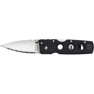 Cold Steel Hold Out Pocket Knife 3" Fully Serrated Spear Point CPM S35VN Polished Blade G-10 Handle Black - Cold Steel