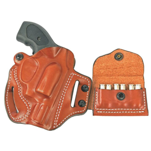 DeSantis Gunhide Fletch 2.0 with 2x2x2 Pouch OWB Holster Right Hand Kimber K6S 2" Leather Tan - Desantis Gunhide