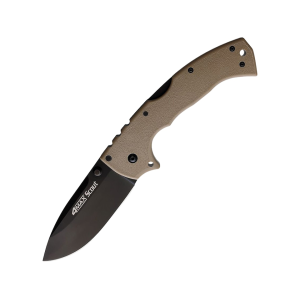 Cold Steel 4-Max Scout Pocket Knife 4" Drop Point AUS-10 Black Blade Griv-Ex Handle Desert Tan - Cold Steel