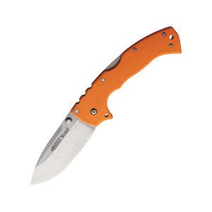 Cold Steel 4-Max Scout Pocket Knife 4" Drop Point AUS-10 Stonewashed Blade Griv-Ex Handle Orange - Cold Steel