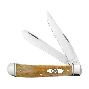 Case Trapper Pocket Knife 3.27" Clip and Spey Point Tru-Sharp Mirror Polished Blade Bone Handle Antique - Case