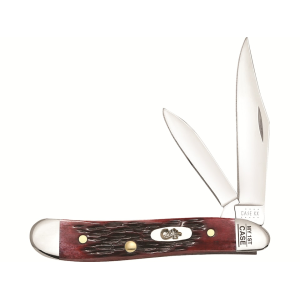 Case My First Case Peanut Pocket Knife 2.1" Clip/Pen Surgical Mirror Polished Blade Jigged Bone Handle Red - Case