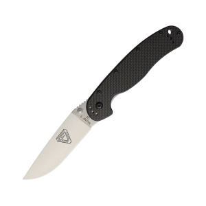 Ontario RAT 1 Pocket Knife 3.6" Drop Point D2 Satin Blade Carbon Fiber Handle Black - Ontario