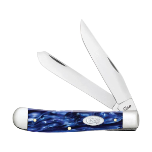 Case Trapper Pocket Knife 3.3" Clip and Spey Point Tru-Sharp Mirror Polished Blade Kirinite Handle Blue - Case
