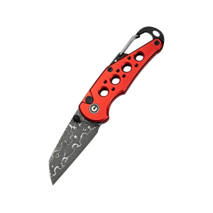 CIVIVI C23062B-DS1 Folding Knife 2.2" Wharncliffe Damascus Blade Aluminum Handle Red - Civivi