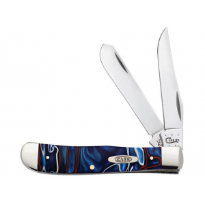 Case Patriot Trapper Pocket Knife 3.125" Clip Point Stainless Steel Satin Blade Kirinite Handle Blue - Case