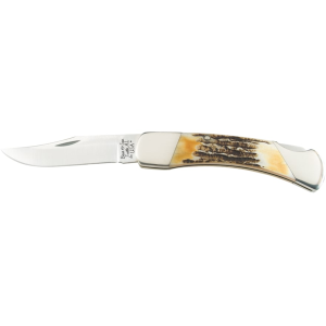 Bear & Son 597 Pocket Knife 3.75" Clip Point 440HC Satin Blade Stag Handle - Bear & Son