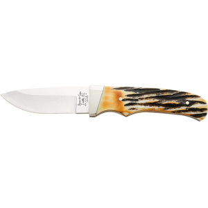 Bear & Son India Stag Fixed Blade Knife 3.125" Drop Point 440HC Satin Blade Bone Handle Stag - Bear & Son