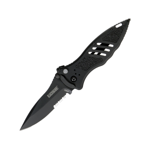 BLACKHAWK! BH15M211BK Folding Knife 3.25" Partially Serrated Drop Point D2 Black Blade 420J2 Stainless Handle Black - Blackhawk!