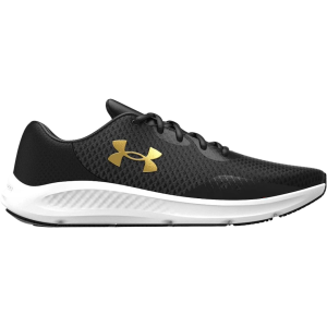 Under Armour Men's Charged Pursuit 3 Running Shoes Synthetic Black/Black/Metallic Gold 8 D - Under Armour