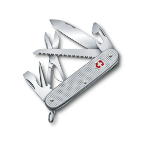 Victorinox Swiss Army Farmer X Alox Pocket Knife Drop Point Stainless Steel Polished Blade Alox Handle Silver - Victorinox Swiss Army
