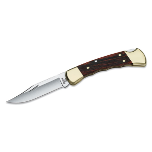 Buck Knives 110FG Pocket Knife 3.75" Clip Point 420HC Satin Blade Ebony Wood Handle Brown - Buck Knives
