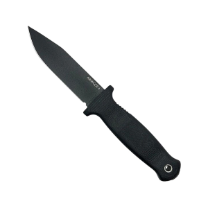 Demko Knives Armiger 4 Fixed Blade Knife 4" Clip Point 80CrV2 Black Powder Coat Blade Rubber Handle Black - Demko Knives