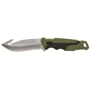 Buck Knives 657 Pursuit Large Fixed Blade Knife 4.5" Drop Point with Gut Hook 420HC Satin Blade Nylon Handle Black/Green - Buck Knives