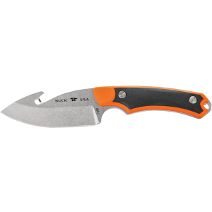 Buck Knives 664 Alpha Hunter Select Fixed Blade Knife 3.75" Drop Point with Gut Hook 420HC Stonewashed Blade Glass Filled Nylon Handle Orange - Buck Knives