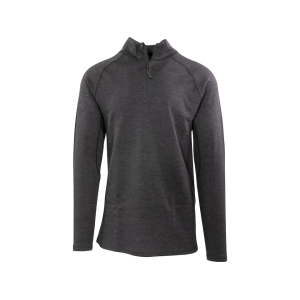 MidwayUSA Men's Heavyweight Long Sleeve Quarter Zip Merino Wool Base Layer Shirt Heather Black Large - Midwayusa