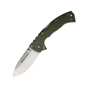 Cold Steel 4-Max Scout Pocket Knife 4" Drop Point AUS-10 Stonewashed Blade Griv-Ex Handle OD Green - Cold Steel