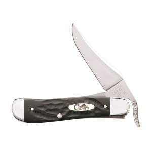 Case RussLock Pocket Knife 4-1/4" Clip Point Stainless Steel Blade Rough Black Synthetic Handle - Case