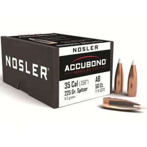 Nosler AccuBond 35 Caliber (358 Diameter) Bullets 225 Grain Bonded Polymer Tip Box of 50 - Nosler