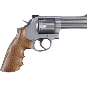Hogue Fancy Hardwood Conversion Grips with Finger Grooves for S&W K, L-Frame Round to Square Butt Pau Ferro - Hogue