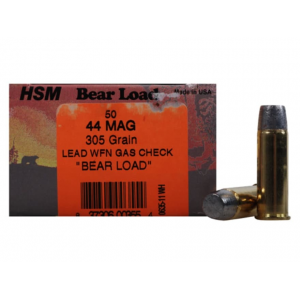 837306003554 HSM Bear 44 Remington Magnum Ammo 305 Grain Flat Nose Box Of 50 837306003554 244345