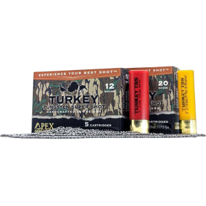 Apex Ammunition Turkey TSS Mossy Oak Greenleaf Blend 12 Gauge Ammo 3" #9 and #10 Tungsten Shot 2-1/4 oz Box of 5 - Apex Ammunition