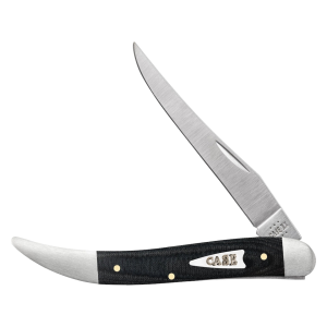 Case Medium Texas Toothpick Pocket Knife 3.4" Clip Point Tru-Sharp Scotch Bright Blade Micarta Handle Black - Case