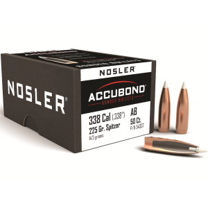 Nosler AccuBond 338 Caliber (338 Diameter) Bullets 225 Grain Bonded Polymer Tip Box of 50