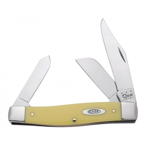 Case Large Stockman Pocket Knife 3.3" Spear Point Chrome Vanadium Satin Blade Synthetic Handle Yellow - Case