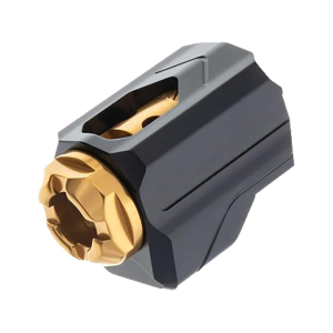 Tyrant Designs UNI-COMP Pistol Compensator for Glock Universal 9mm Luger 1/2-28 Thread Aluminum Black Gold - Tyrant Designs