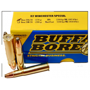 BUFFALO BORE AMMUNITION Buffalo Bore 32 Winchester Special Ammo 170 Grain Jacketed Flat Nose Box of 20