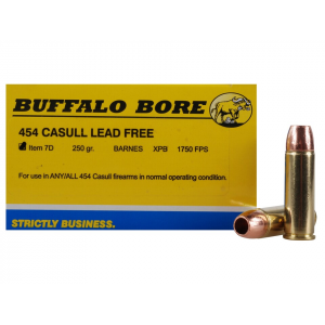 falo Bore 454 Casull 250 Grain Barnes XPB Solid Hollow Point Lead Free Box Of 20 Ammo