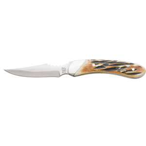 Bear & Son India Stag Fixed Blade Knife 2.5" Caping 440 Satin Blade Bone Handle Stag - Bear & Son