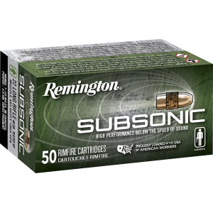 Remington Subsonic 22LR Ammo 40 Grain Plated Hollow Point Box of 500 (10 Boxes of 50) - Remington