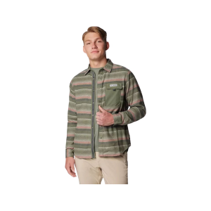 Columbia Men's PFG Uncharted Long Sleeve Shirt Smokey Sage Lunar Stripe Large - Columbia
