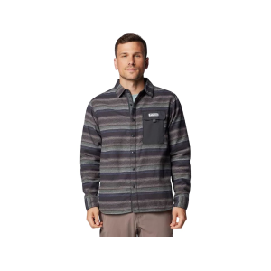 Columbia Men's PFG Uncharted Long Sleeve Shirt Shark Lunar Stripe Medium - Columbia